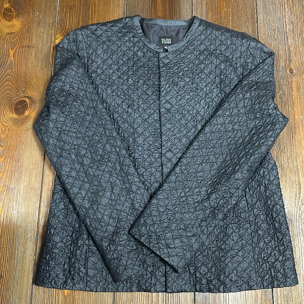 Eileen Fisher Silk Stitched Crinkle Jacket